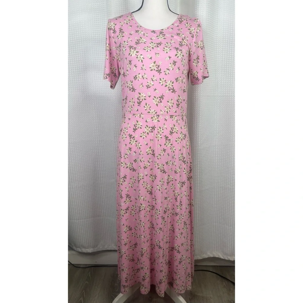 Draper James Tammy T-Shirt Dress Midi Stretch Magnolia Print NWT Sz M